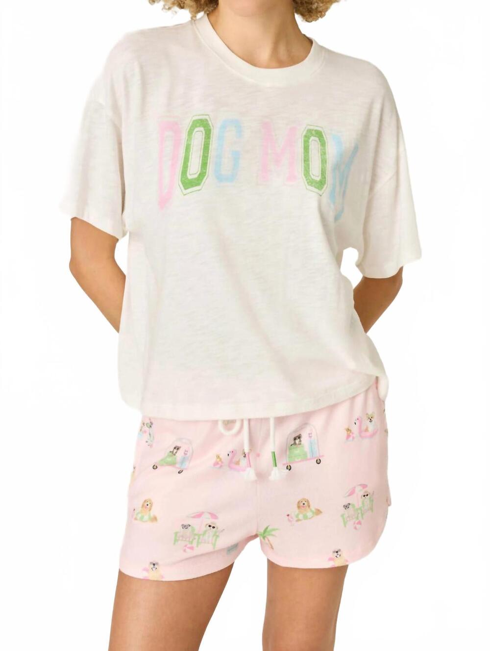 NEW PJ SALVAGE pupcation palms dog mom graphic tee in ivory